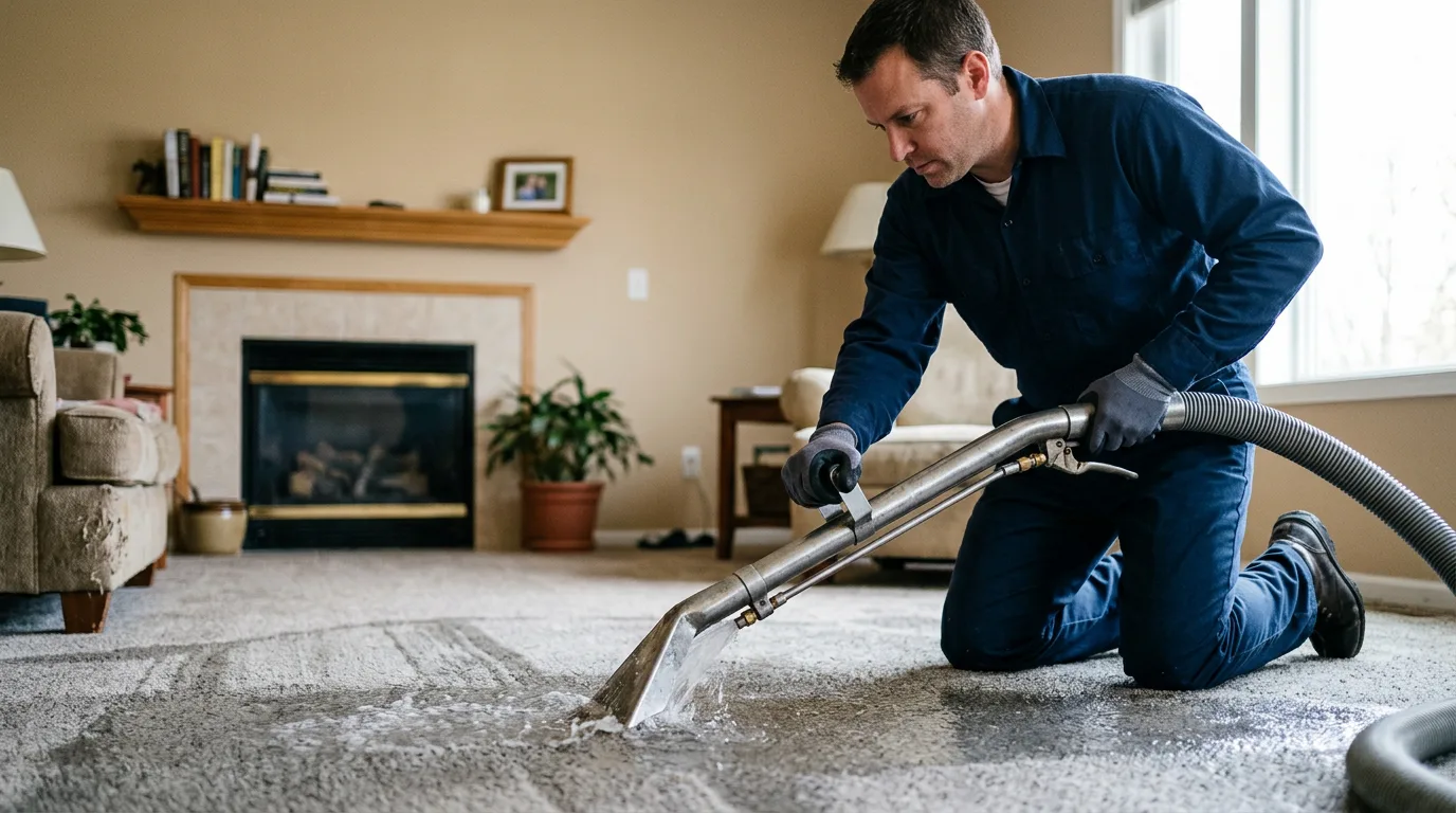 Water damage restoration technician working near Corriganville, MD